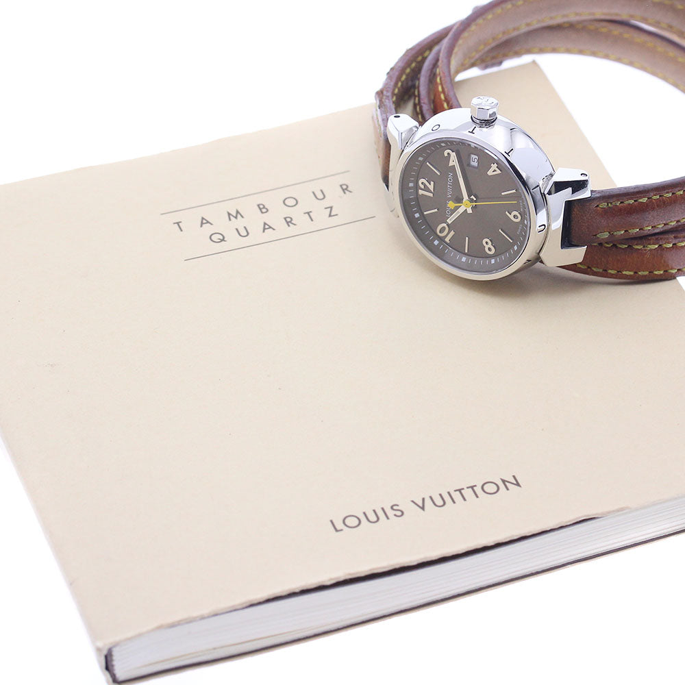 LOUIS VUITTON Tambour Q1211 Date Brown Dial Quartz Ladies Watch_908589