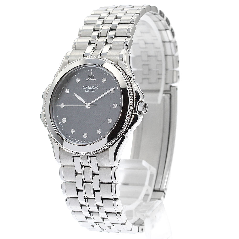 SEIKO CREDOR GCAR995/8J81-6B10 11P diamond Black Dial Quartz Boy's Watch_908597
