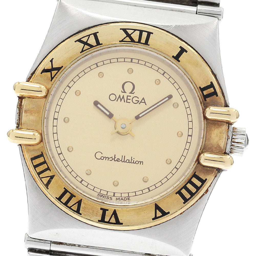 OMEGA Constellation YG bezel Gold Dial Quartz Ladies Watch_908606