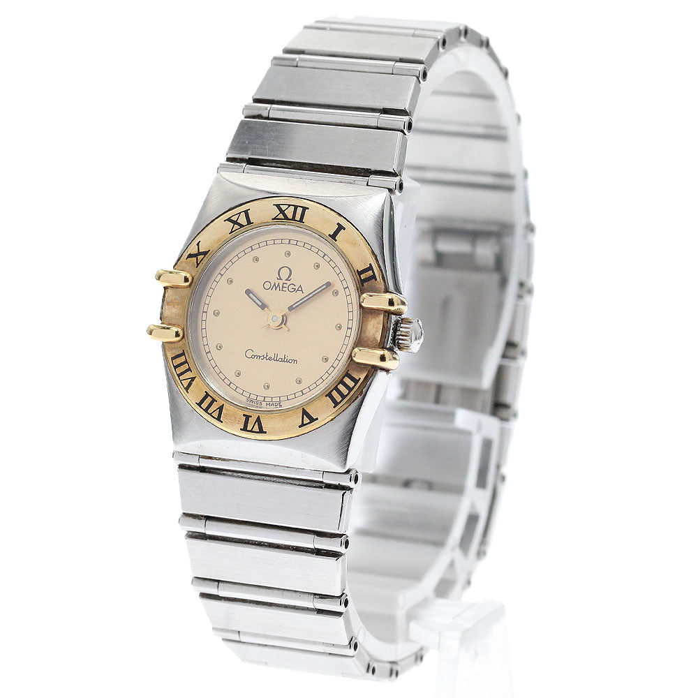 OMEGA Constellation YG bezel Gold Dial Quartz Ladies Watch_908606