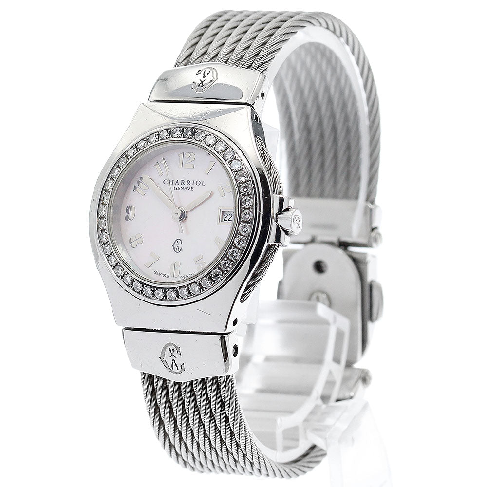 CHARRIOL Celtic CELT3 Diamond Bezel Pink shell Dial Quartz Ladies Watch_908646