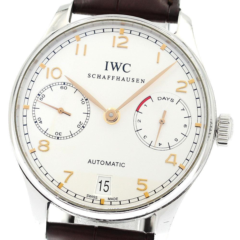 IWC SCHAFFHAUSEN Portugese IW500114 7 Days Date Silver Dial Automatic Men's Watch_908868