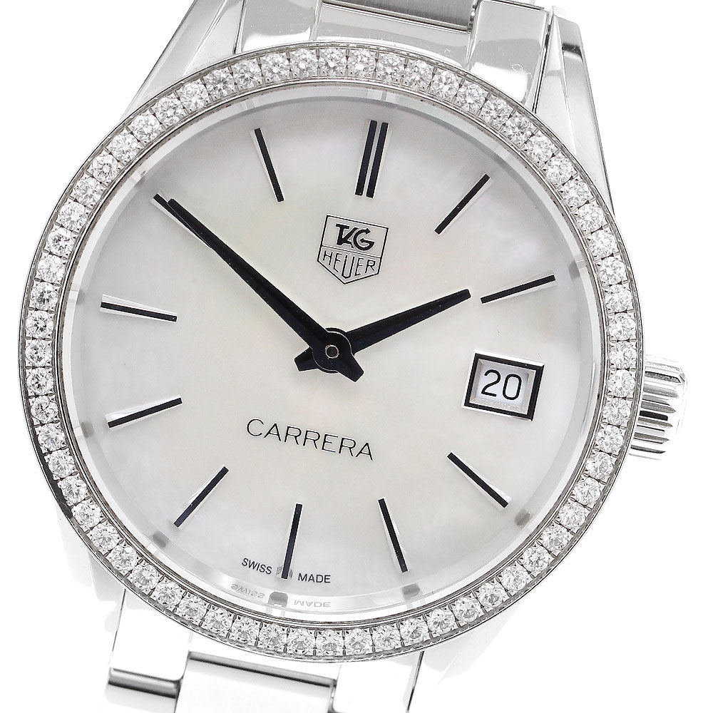 TAG HEUER Carrera WAR1315 Diamond Bezel White shell Dial Quartz Ladies Watch_908899