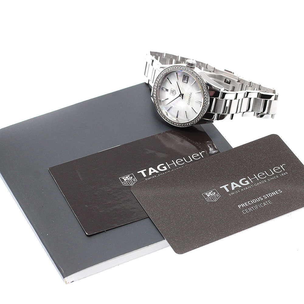 TAG HEUER Carrera WAR1315 Diamond Bezel White shell Dial Quartz Ladies Watch_908899