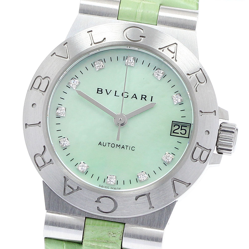 BVLGARI Diagono LCV29S 11P diamond Green shell Dial Automatic Ladies Watch_908906