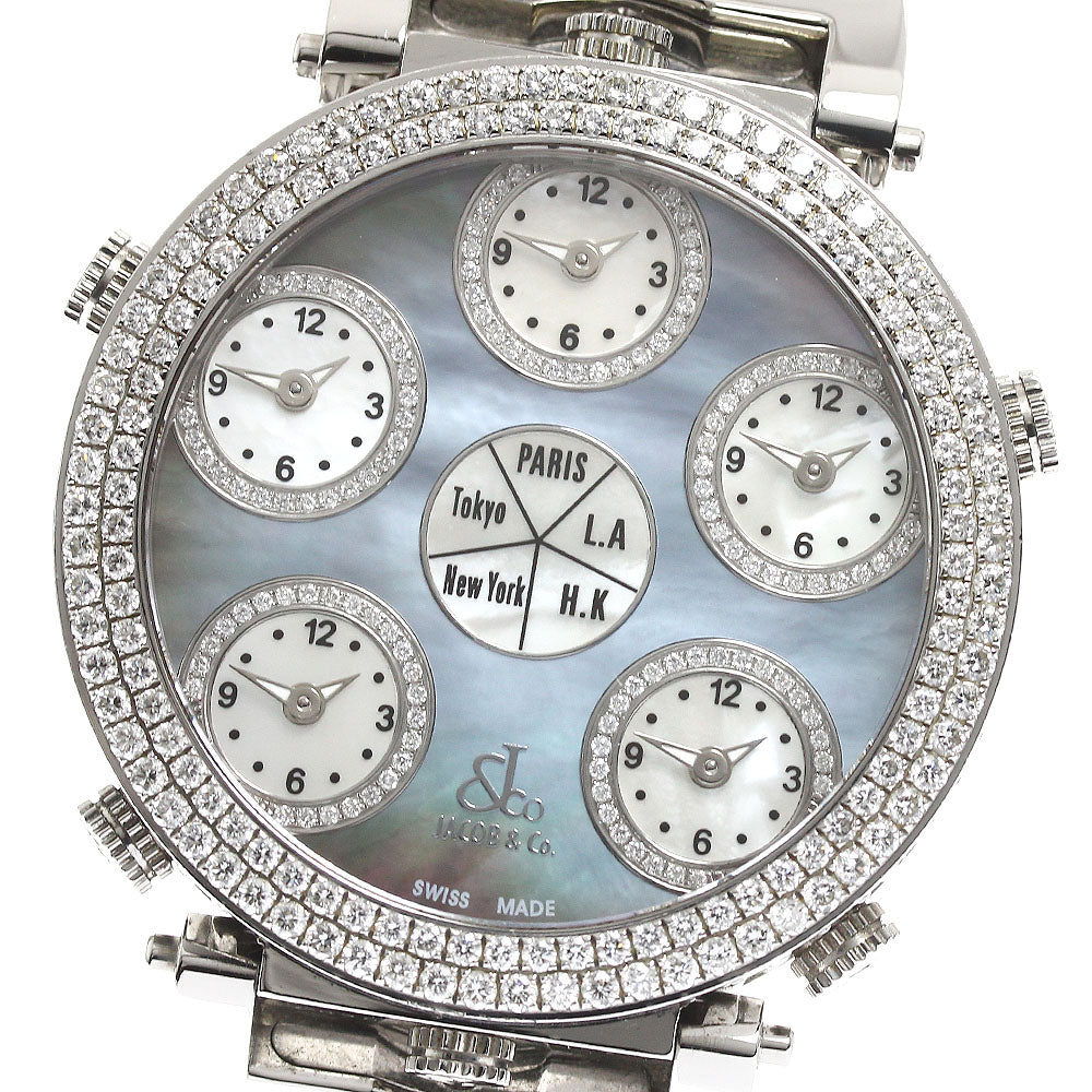 JACOB&CO 6 time zone diamond bezel date Quartz Men's Watch_909006