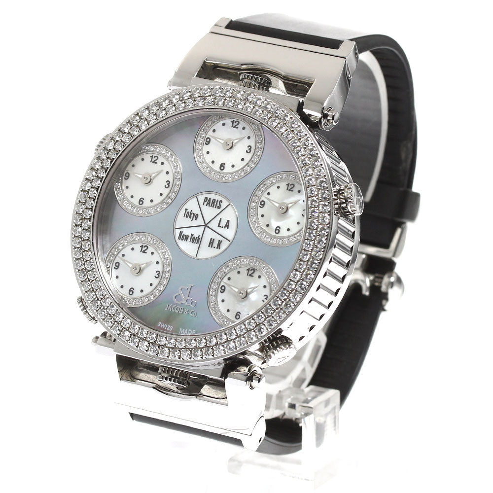JACOB&CO 6 time zone diamond bezel date Quartz Men's Watch_909006