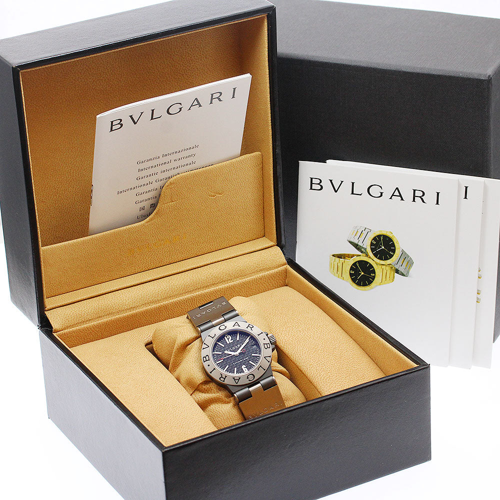 BVLGARI Diagono Titanium TI32TA Black Carbon Date Quartz Boy's Watch_909015