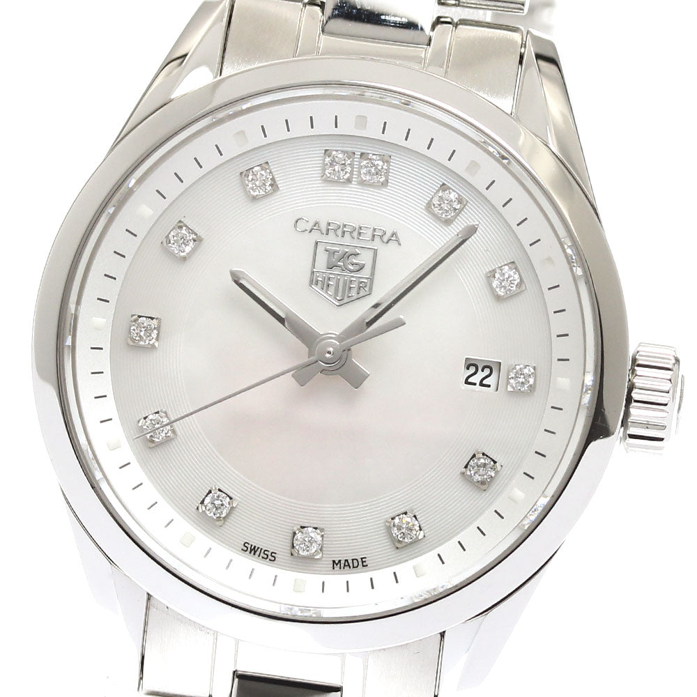 TAG HEUER Carrera WV1411 13P diamond date White shell Dial Quartz Ladies _909016
