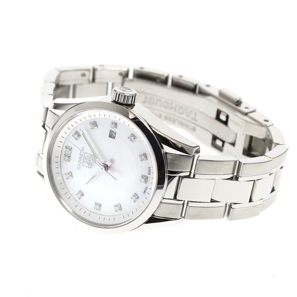 TAG HEUER Carrera WV1411 13P diamond date White shell Dial Quartz Ladies _909016