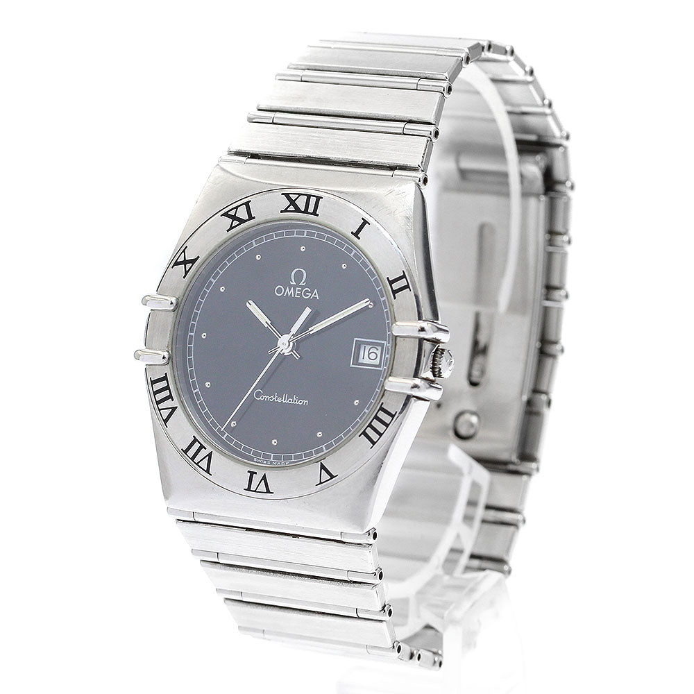 OMEGA Constellation date flat bezel black Dial Quartz Men's Watch_909027
