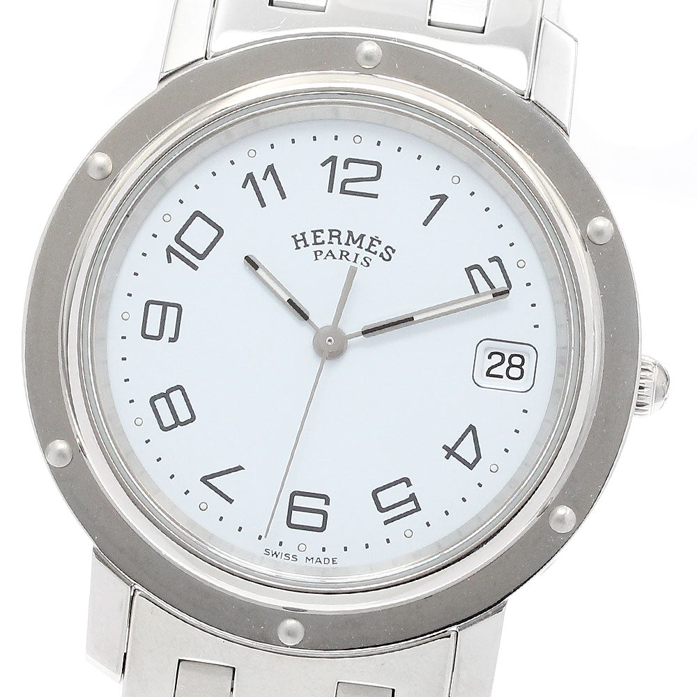 HERMES Clipper CL6.710 Date white Dial Quartz Men's Watch_909089