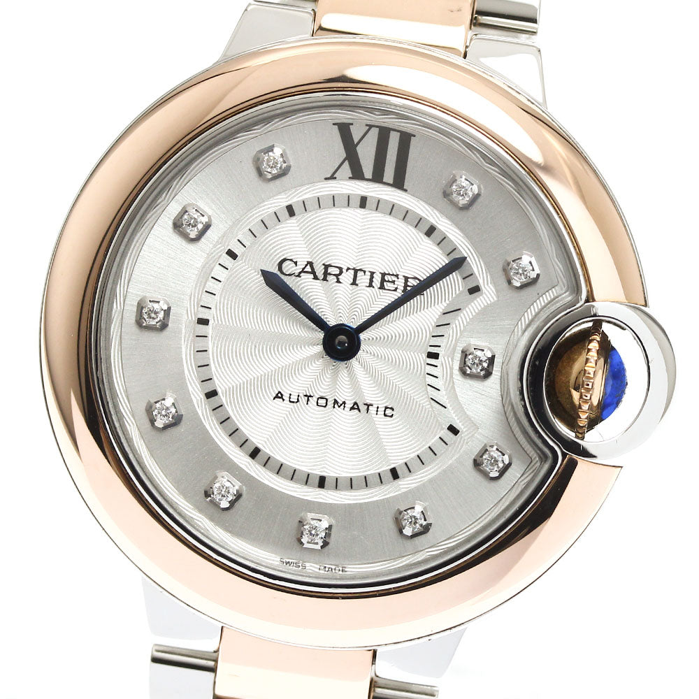CARTIER Baron blue W3BB0021 SS/PG 11P diamond Silver Dial AT Ladies_909097