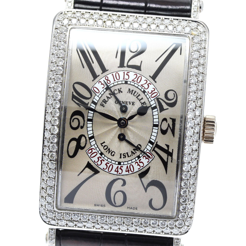 FRANCK MULLER Long Island B Retrograde Second Diamond 1100DSR K18WG diamond bezel Silver Dial Automatic Men's Watch_909146