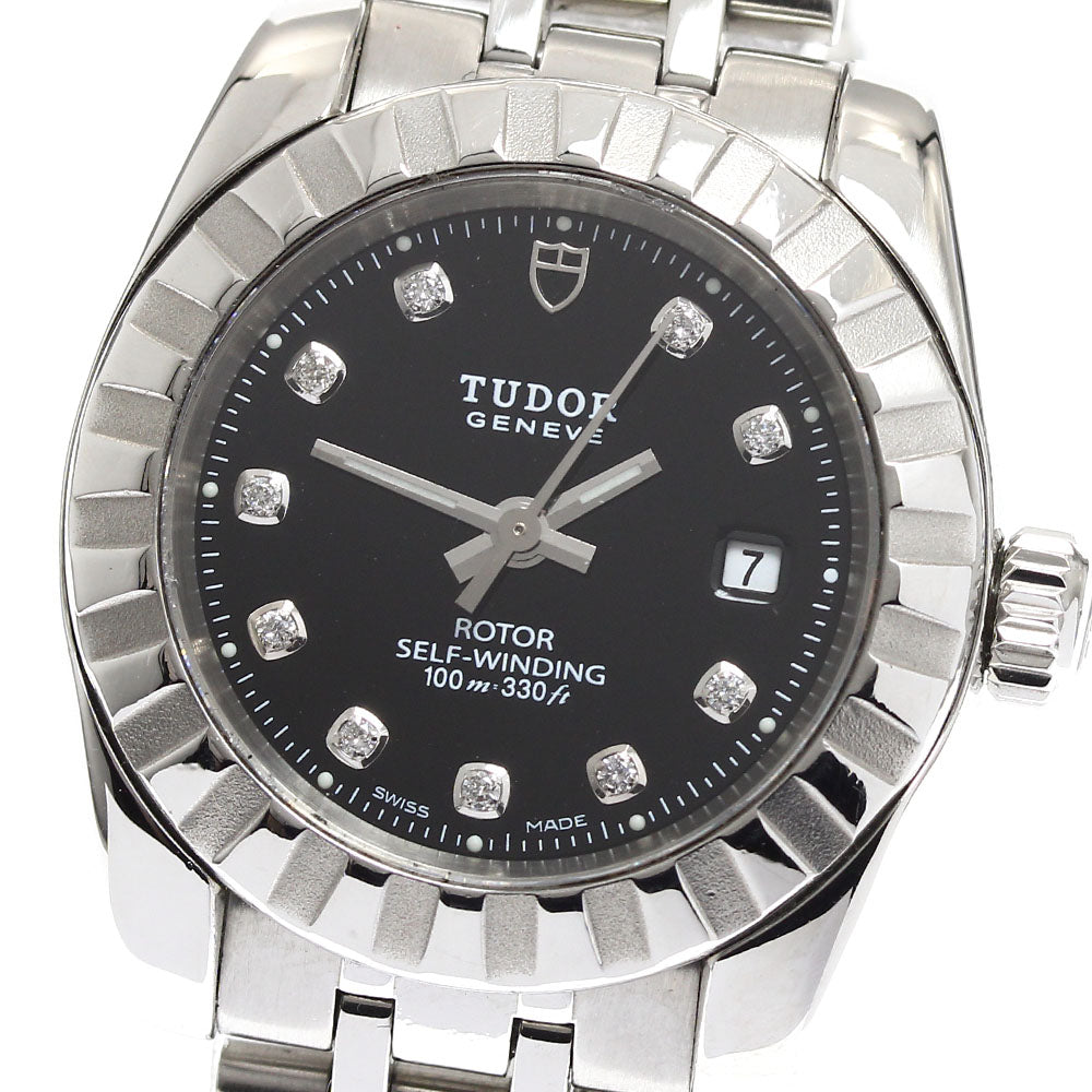 TUDOR Classic Date 22010 10P diamond black Dial Automatic Ladies Watch_909543