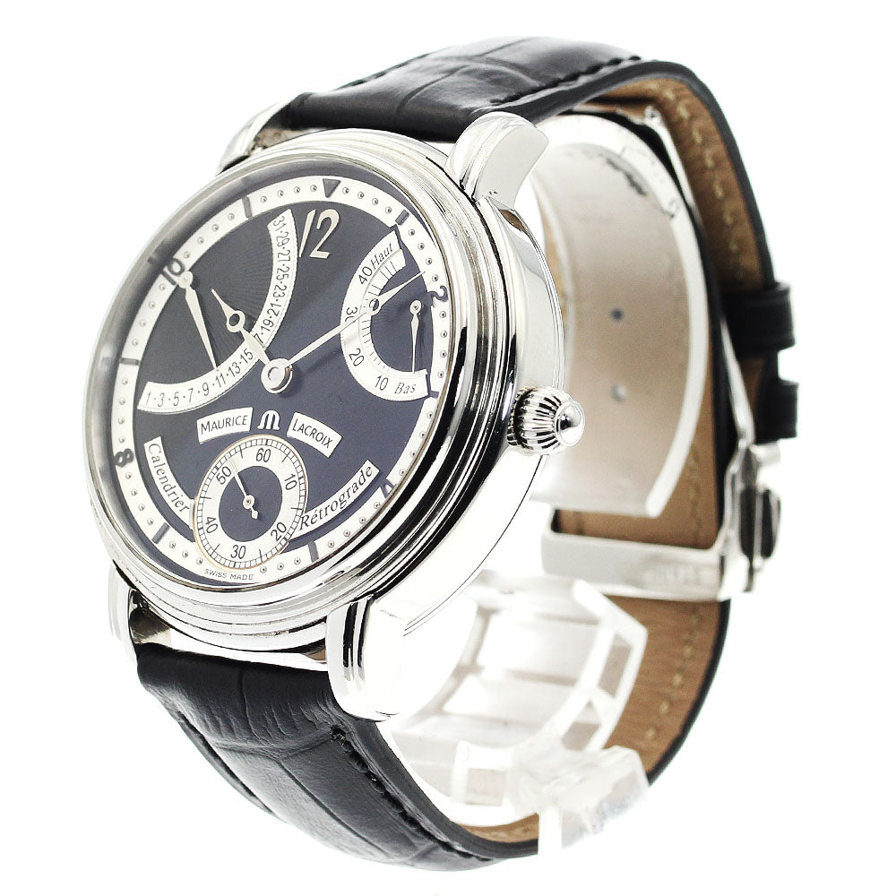 MAURICE LACROIX Masterpiece Calandrie Retrograde MP7068 black Dial Hand Winding Men's Watch_909560