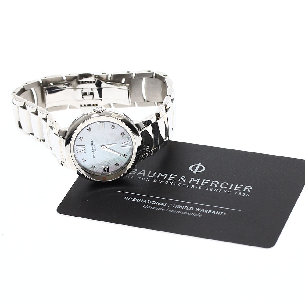 Baume & Mercier Promes MOA10158 8P diamond White shell Dial Quartz Ladies Watch_909568