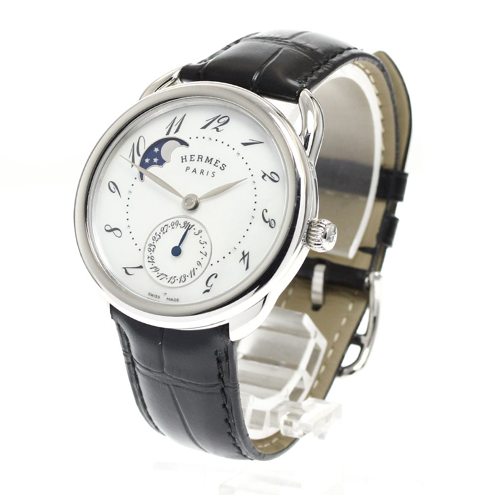 HERMES Arceau Petite Trienne AR7.510 Moon phase White shell Dial Automatic Men's Watch_909585
