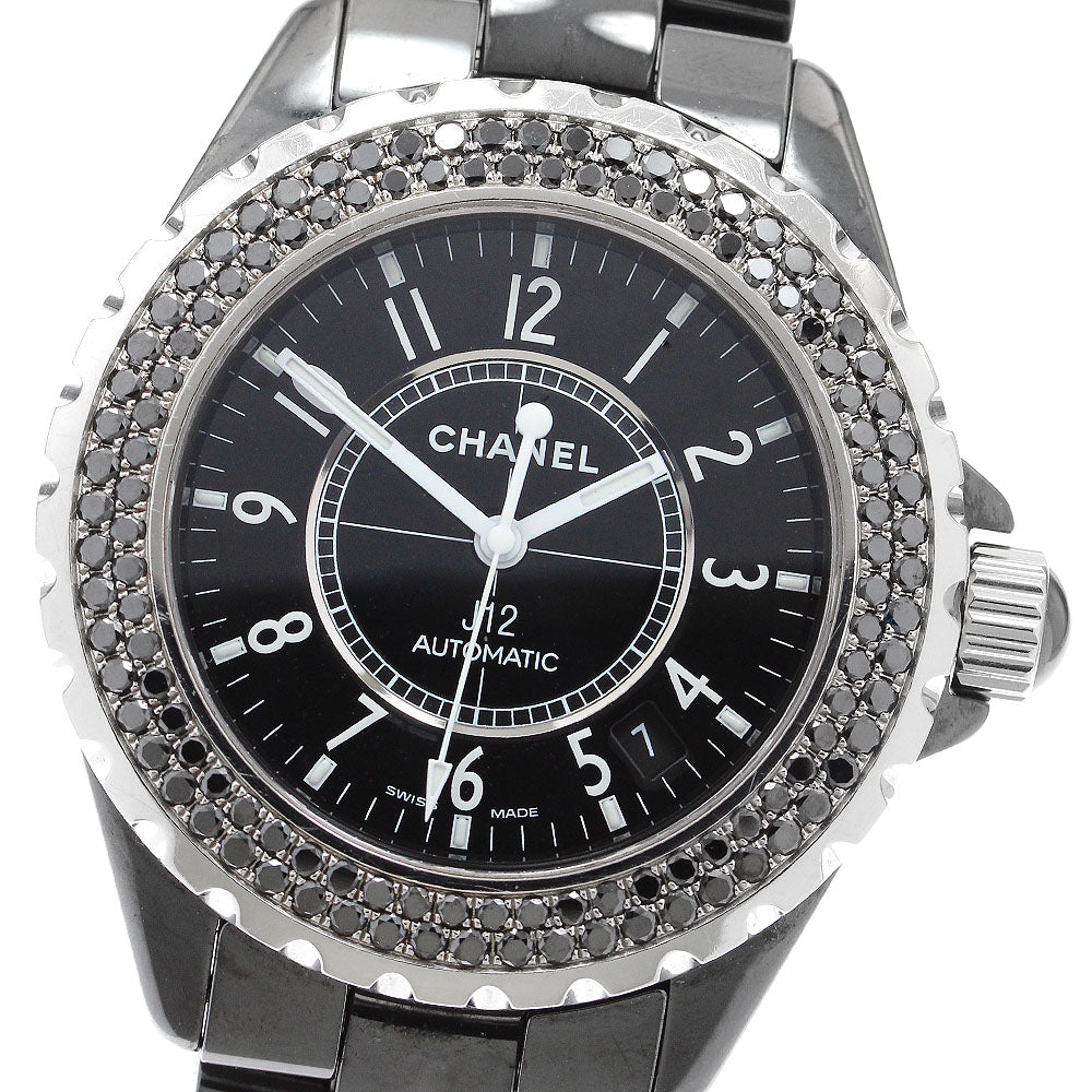 CHANEL J12 black ceramic H1417 date black diamond bezel Automatic Men's_909592
