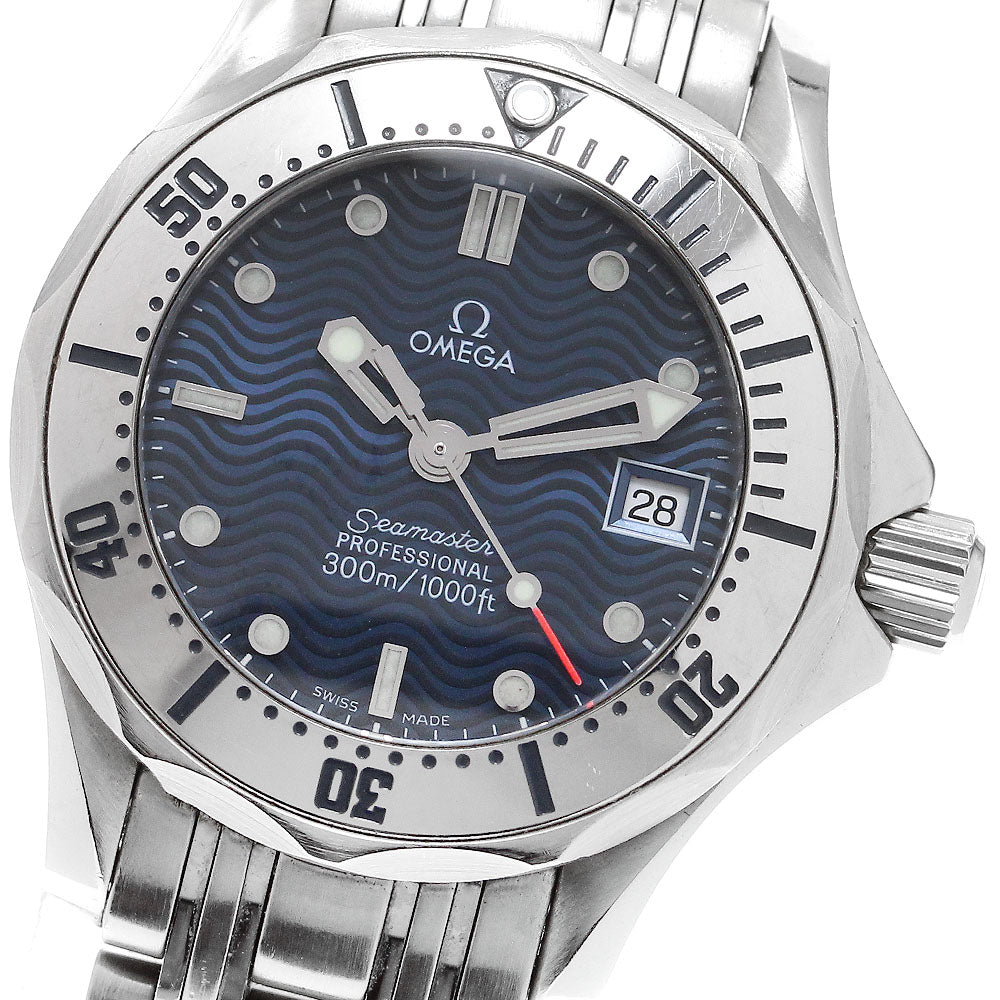 OMEGA Seamaster300 2582.80 Date Navy Dial Quartz Ladies Watch_909605