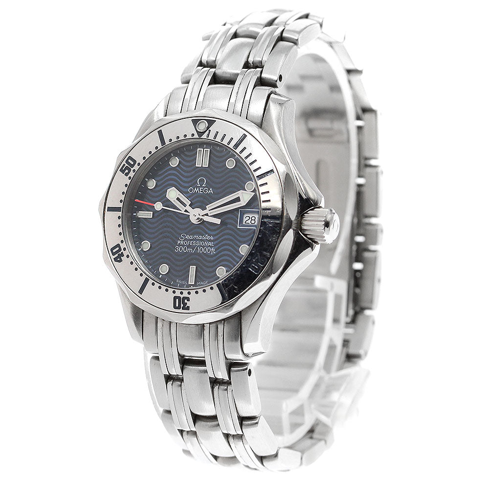 OMEGA Seamaster300 2582.80 Date Navy Dial Quartz Ladies Watch_909605