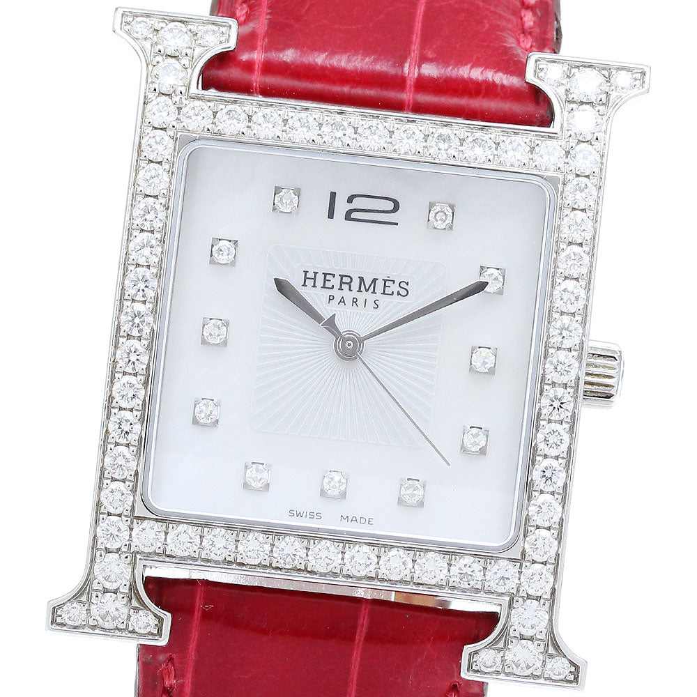HERMES H watch HH1.830 Diamond bezel, shell dial White shell Dial Quartz Men's Watch_909608