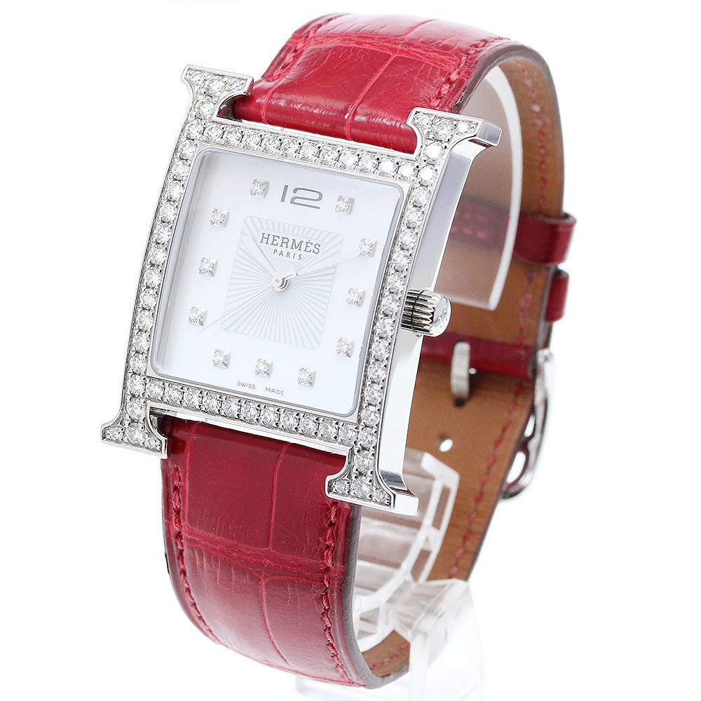 HERMES H watch HH1.830 Diamond bezel, shell dial White shell Dial Quartz Men's Watch_909608
