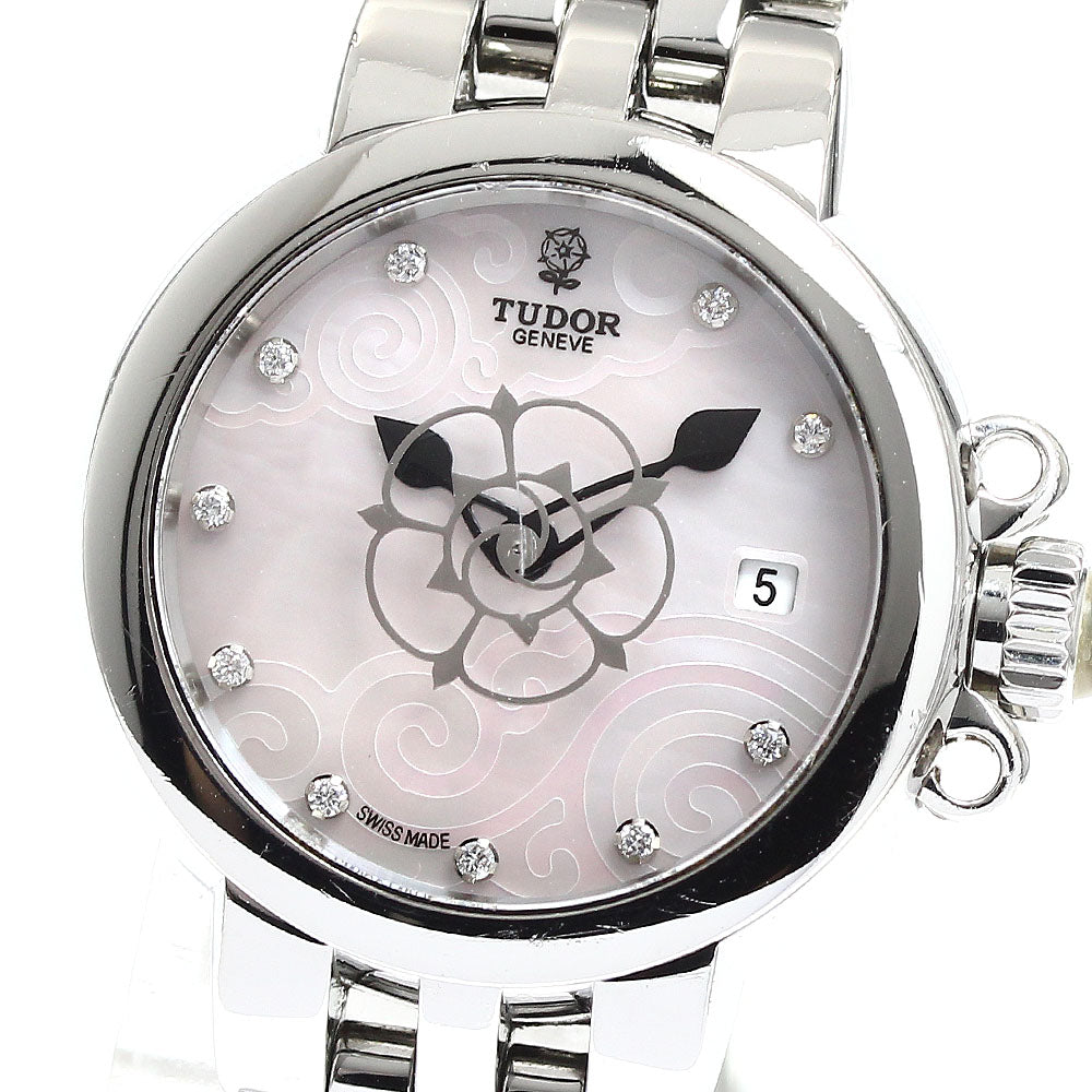 TUDOR Claire de Rose 35100 Date 10P diamond Pink shell Dial Automatic Ladies Watch_909609