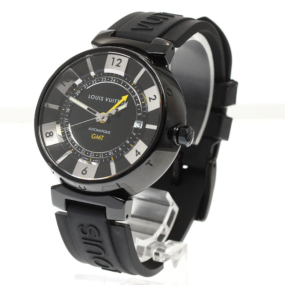 LOUIS VUITTON Tambour in Black Q113K GMT date Automatic Men's Watch_909622