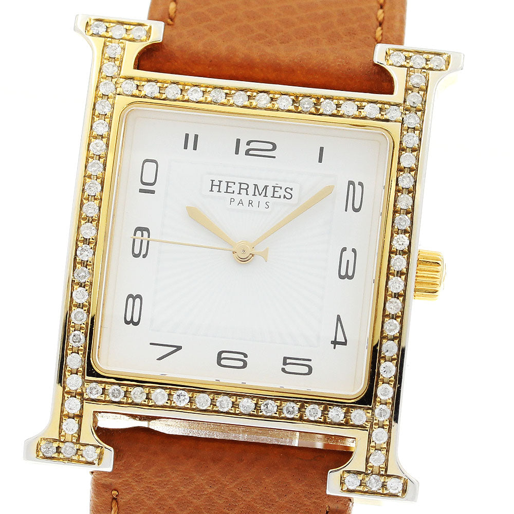 HERMES H watch HH1.801 After diamond bezel white Dial Quartz Men's Watch_909643