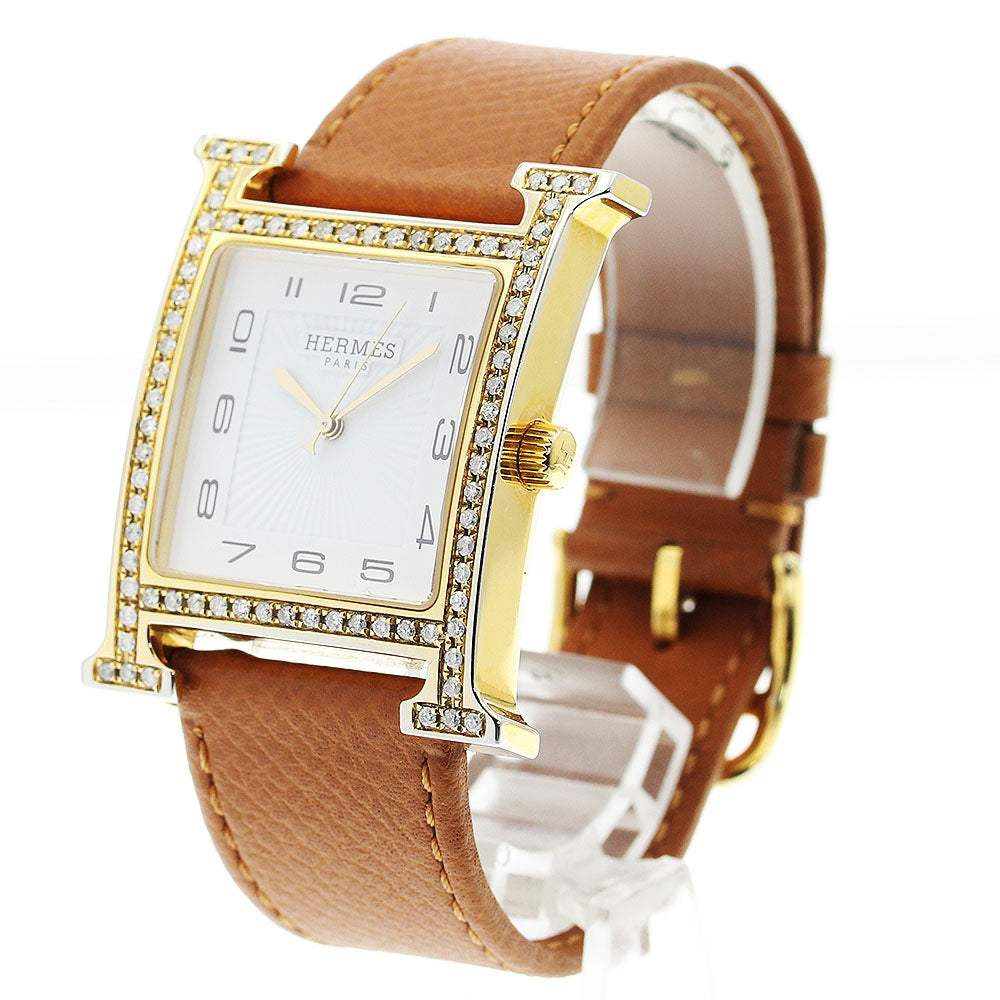 HERMES H watch HH1.801 After diamond bezel white Dial Quartz Men's Watch_909643