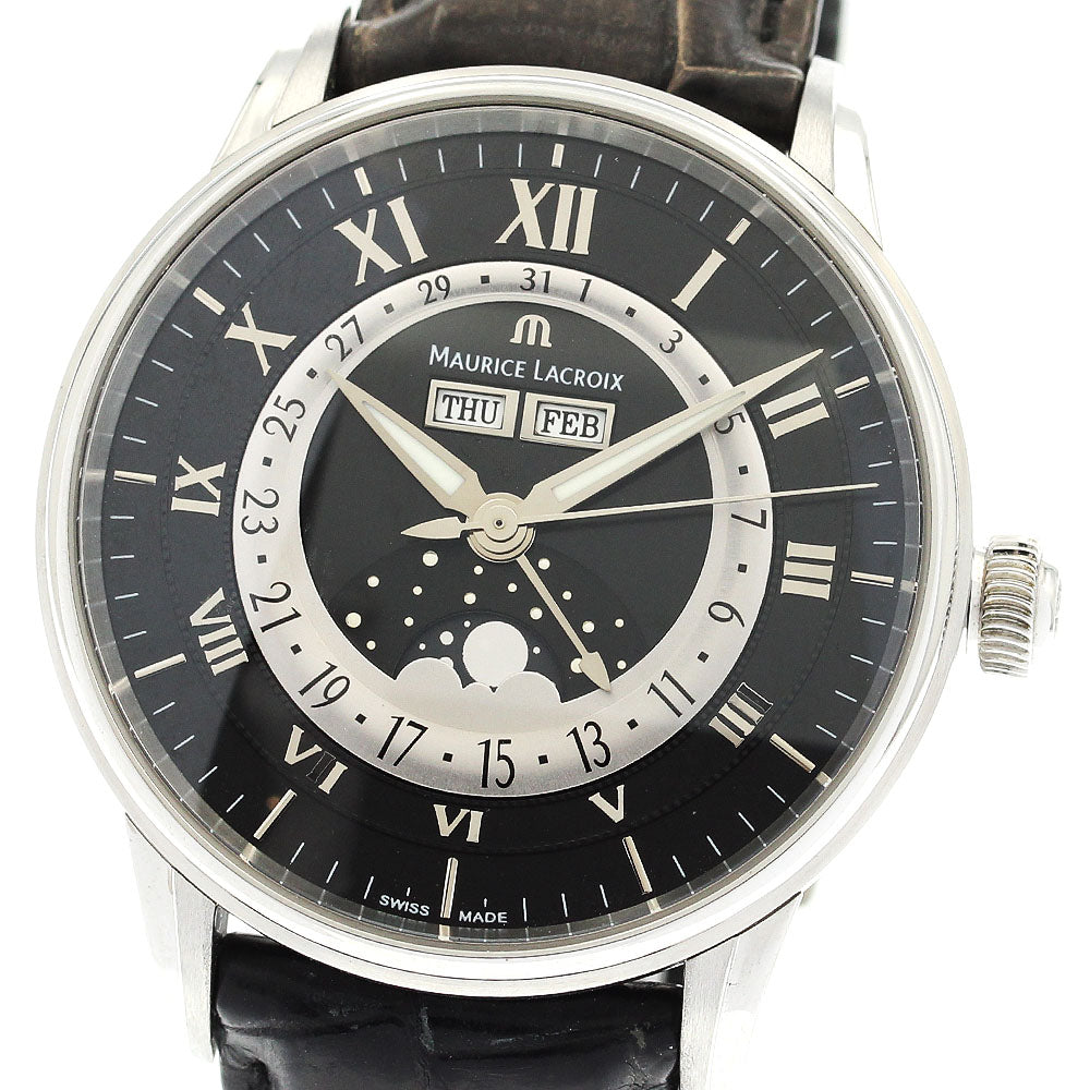 Maurice Lacroix Masterpiece MP6428-SS001-31E Triple calendar moon phase black Dial Automatic Men's Watch_909644