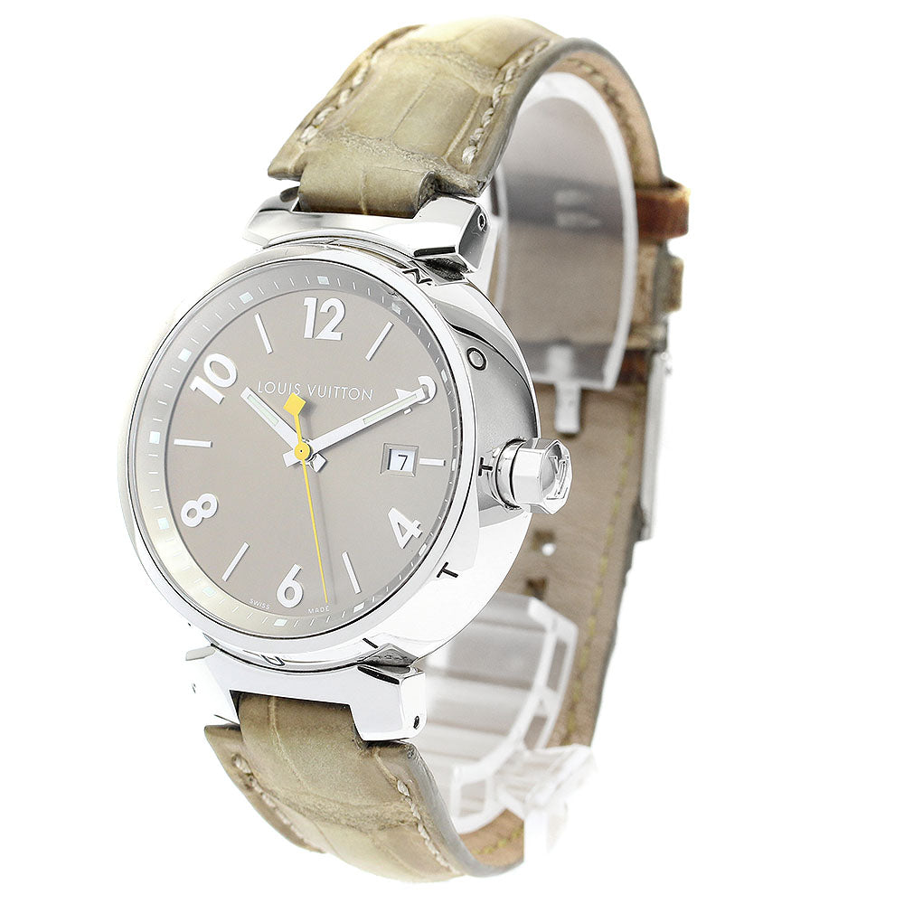 LOUIS VUITTON Tambour Q1112 Date Brown Dial Quartz Men's Watch_909709