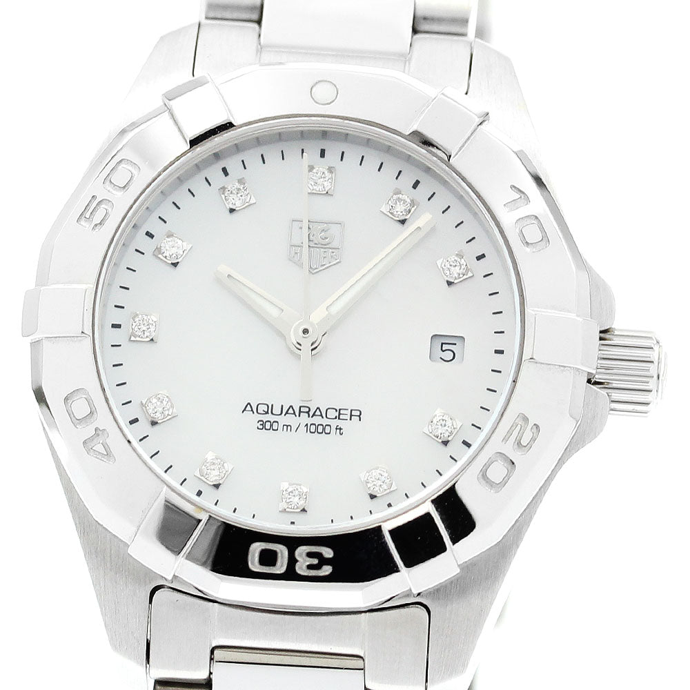 TAG HEUER Aqua racer WAY1413 11P Diamond Date White shell Dial Quartz Ladies Watch_909736