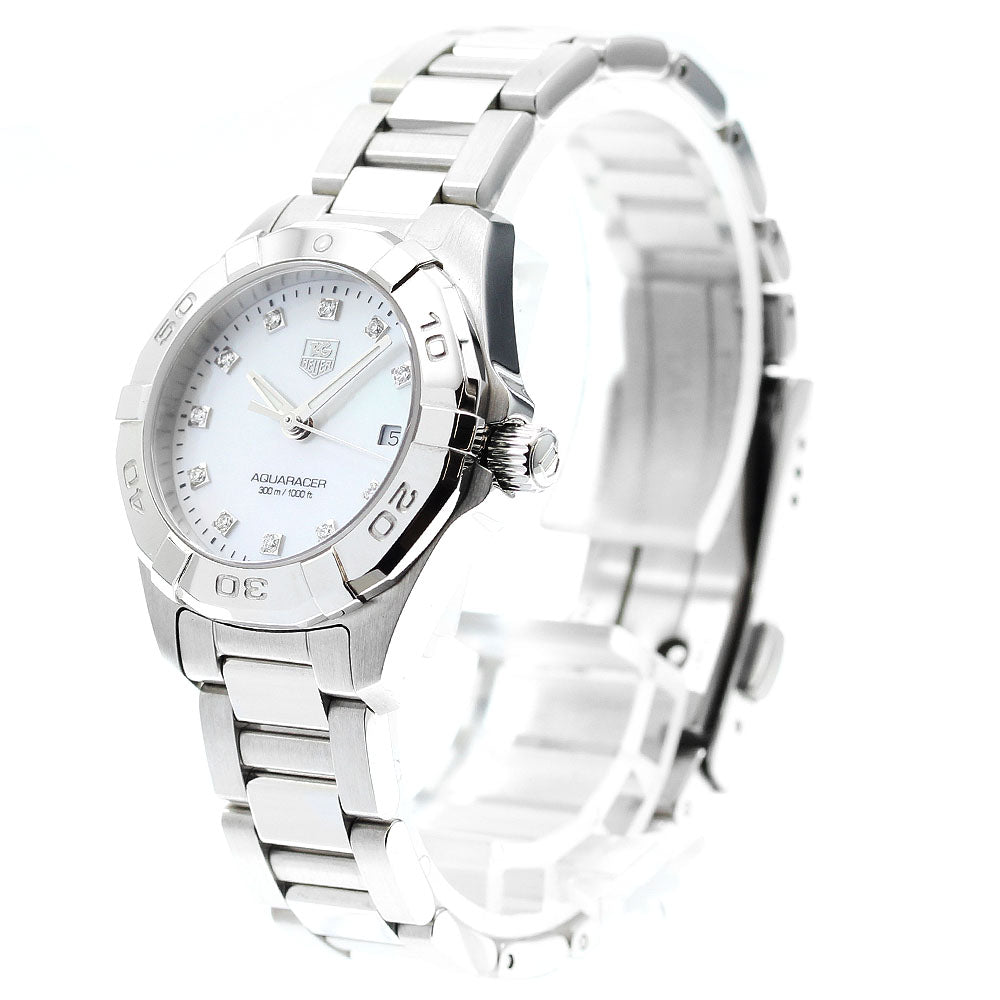 TAG HEUER Aqua racer WAY1413 11P Diamond Date White shell Dial Quartz Ladies Watch_909736