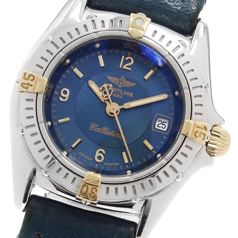 BREITLING Calistino B52045.1 Date Navy Dial Quartz Ladies Watch_909838