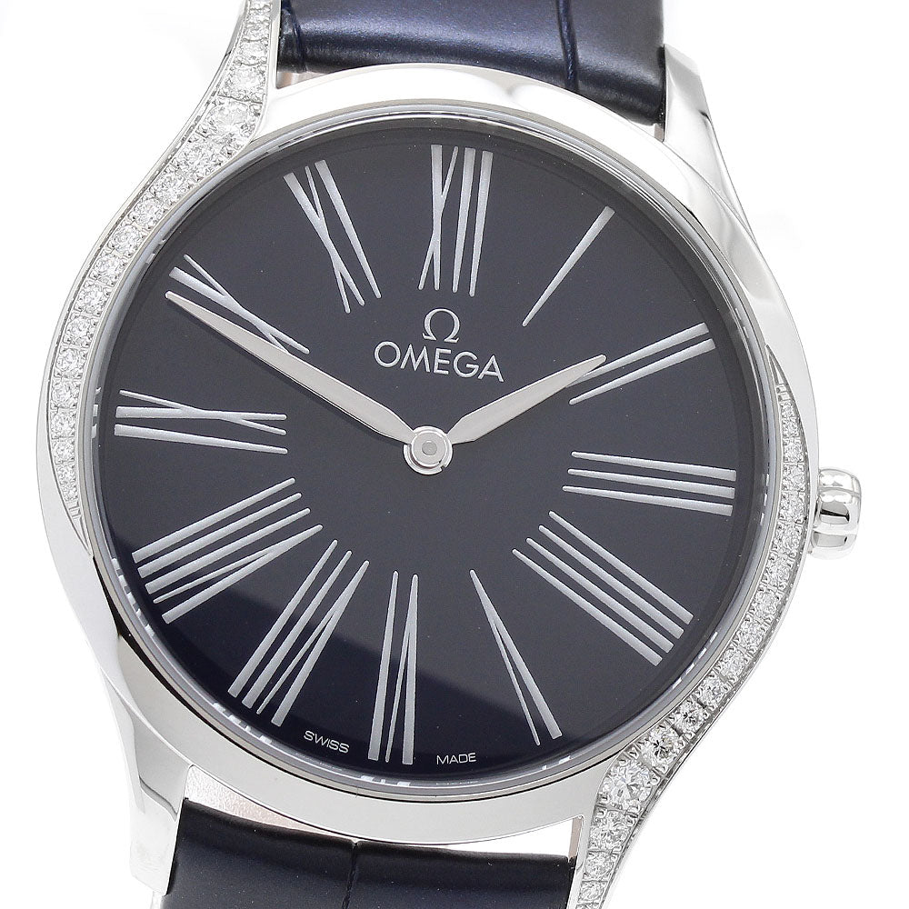 OMEGA De Ville Tresor 428.18.36.60.03.001 Diamond Bezel Navy Dial Quartz Ladies Watch_909877