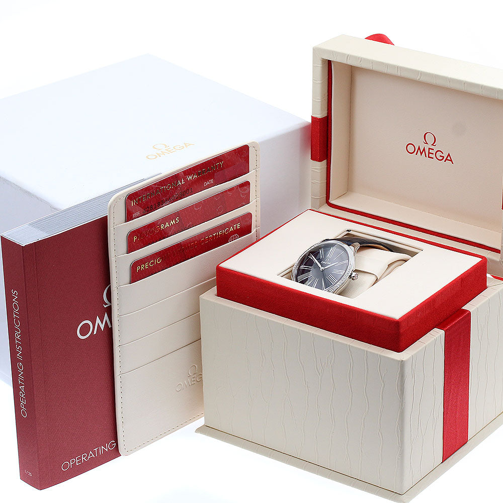 OMEGA De Ville Tresor 428.18.36.60.03.001 Diamond Bezel Navy Dial Quartz Ladies Watch_909877