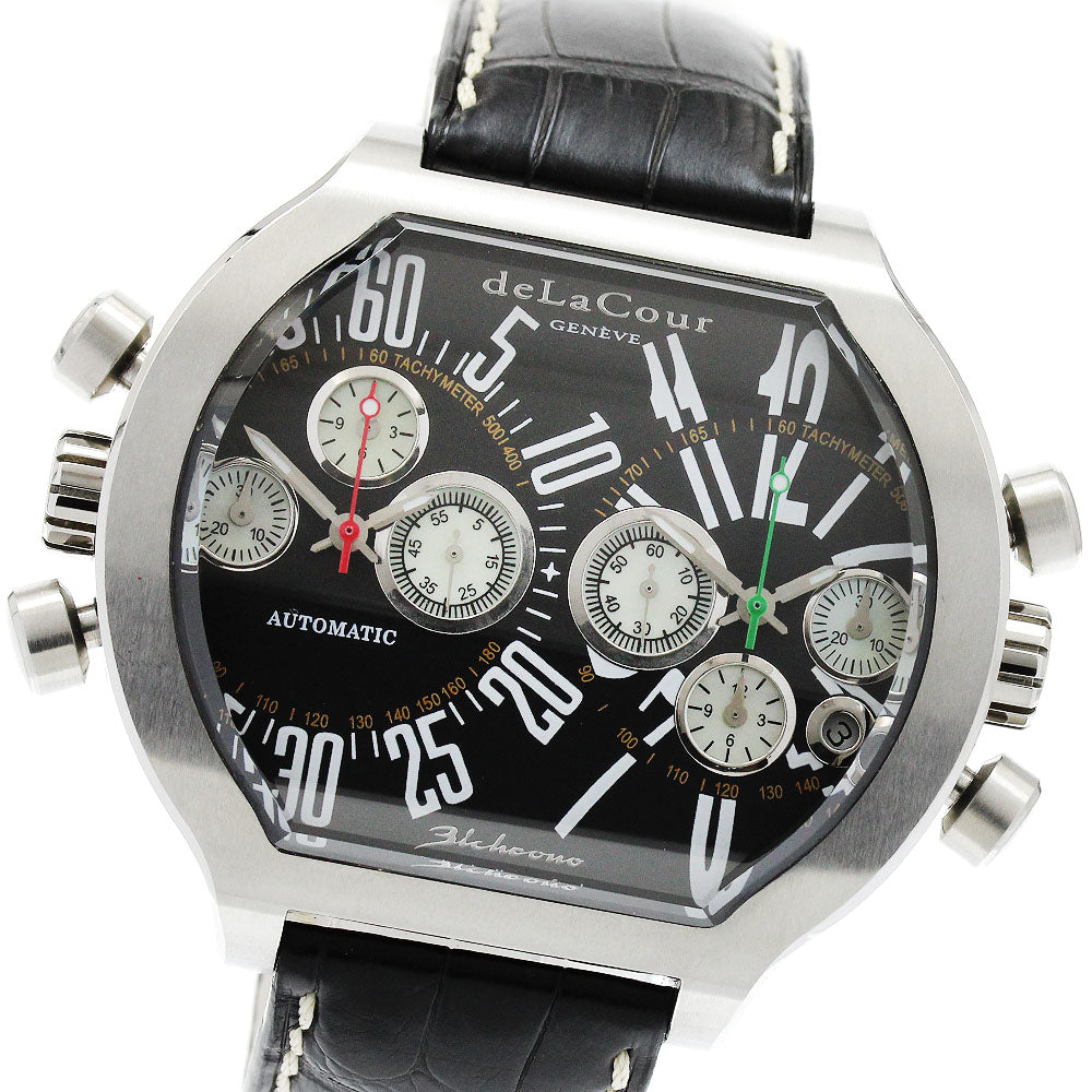 deLaCour Bichrono WAST2129-0979 Dual time date Black / shell Dial Automatic Men's Watch_909940