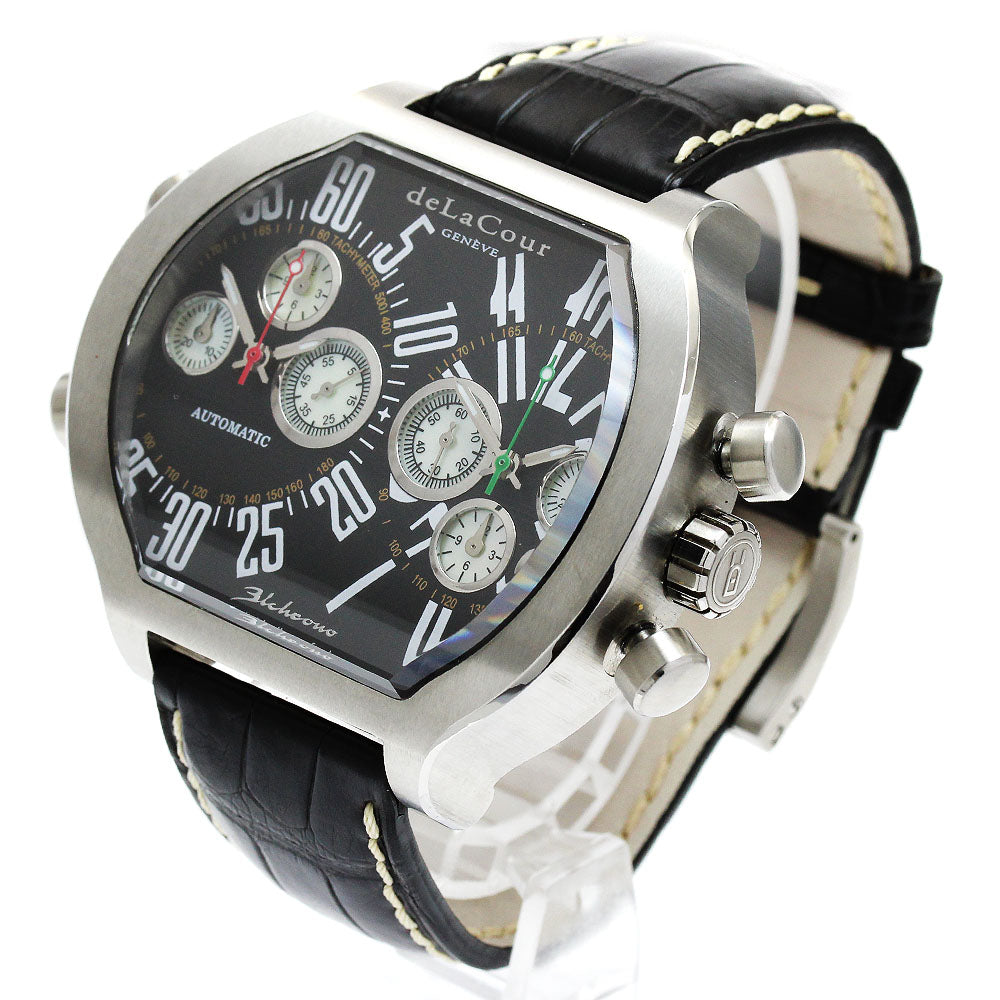 deLaCour Bichrono WAST2129-0979 Dual time date Black / shell Dial Automatic Men's Watch_909940