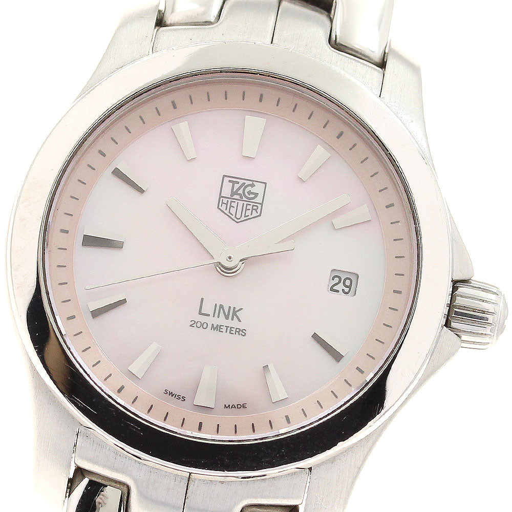TAG HEUER Link WJF1312 Date Pink shell Dial Quartz Ladies Watch_909945