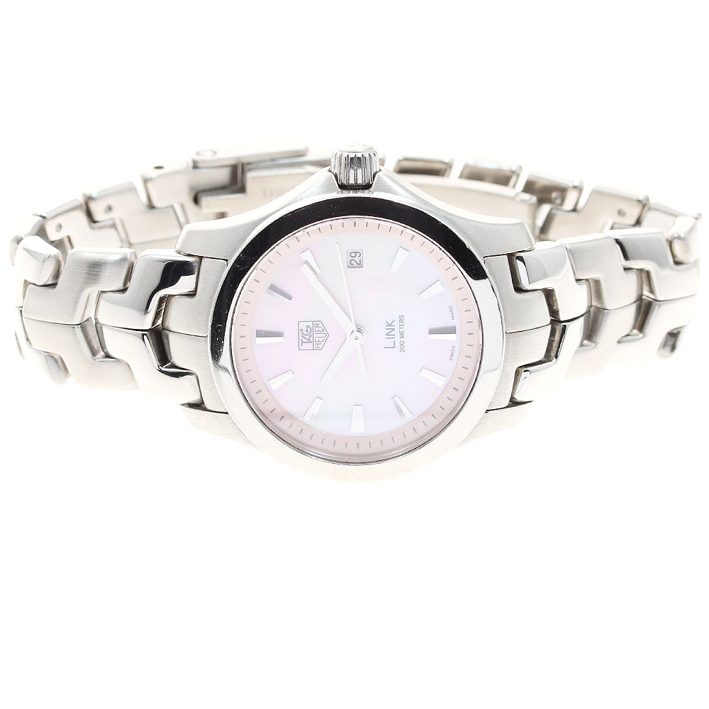 TAG HEUER Link WJF1312 Date Pink shell Dial Quartz Ladies Watch_909945