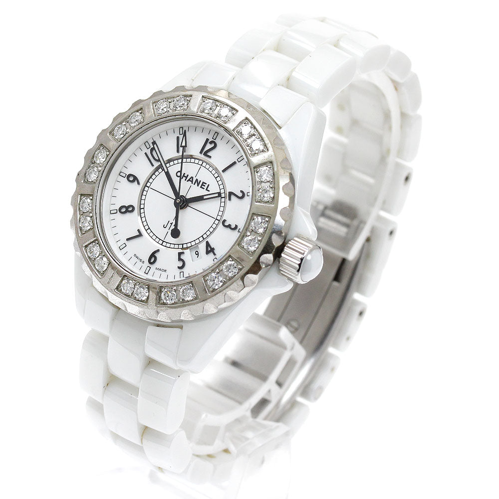 CHANEL J12 33mm H0968 White ceramic after-diamond bezel white Dial Quartz Ladies Watch_910052