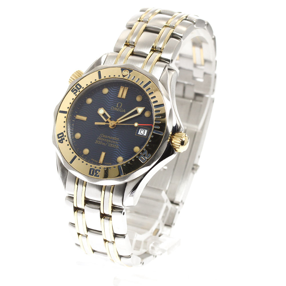 OMEGA Seamaster300 2362.80 YG2 tone date Navy Dial Quartz Boy's Watch_910082