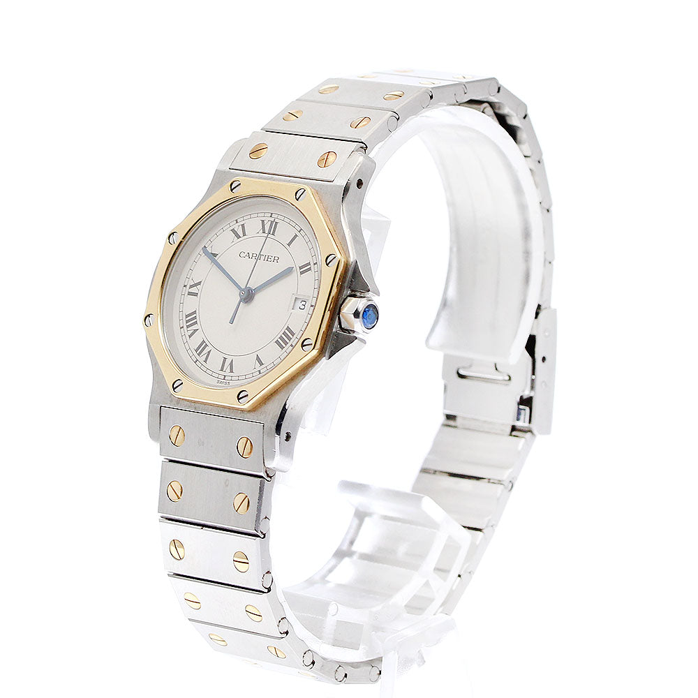 CARTIER Santos Octagon LM W2001583 Date Beige Dial Quartz Men's Watch_910088