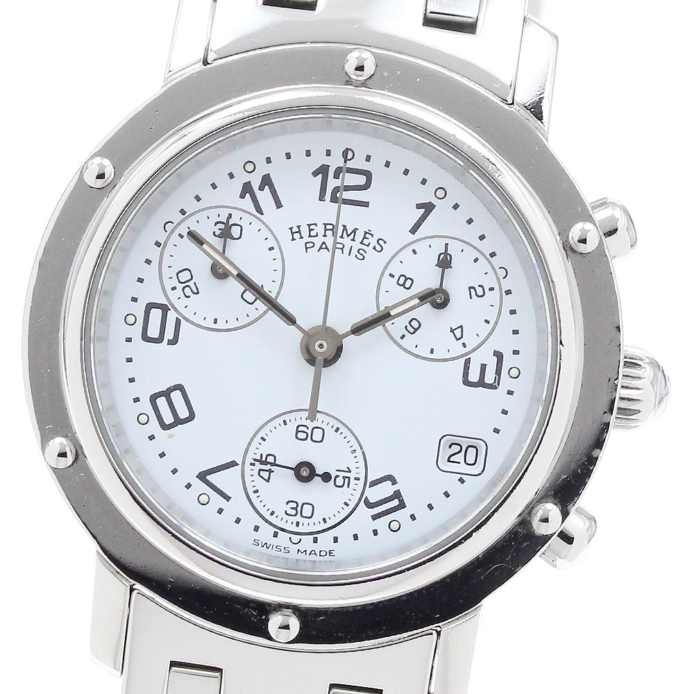 HERMES Clipper chrono CL1.310 Date white Dial Quartz Ladies Watch_910095
