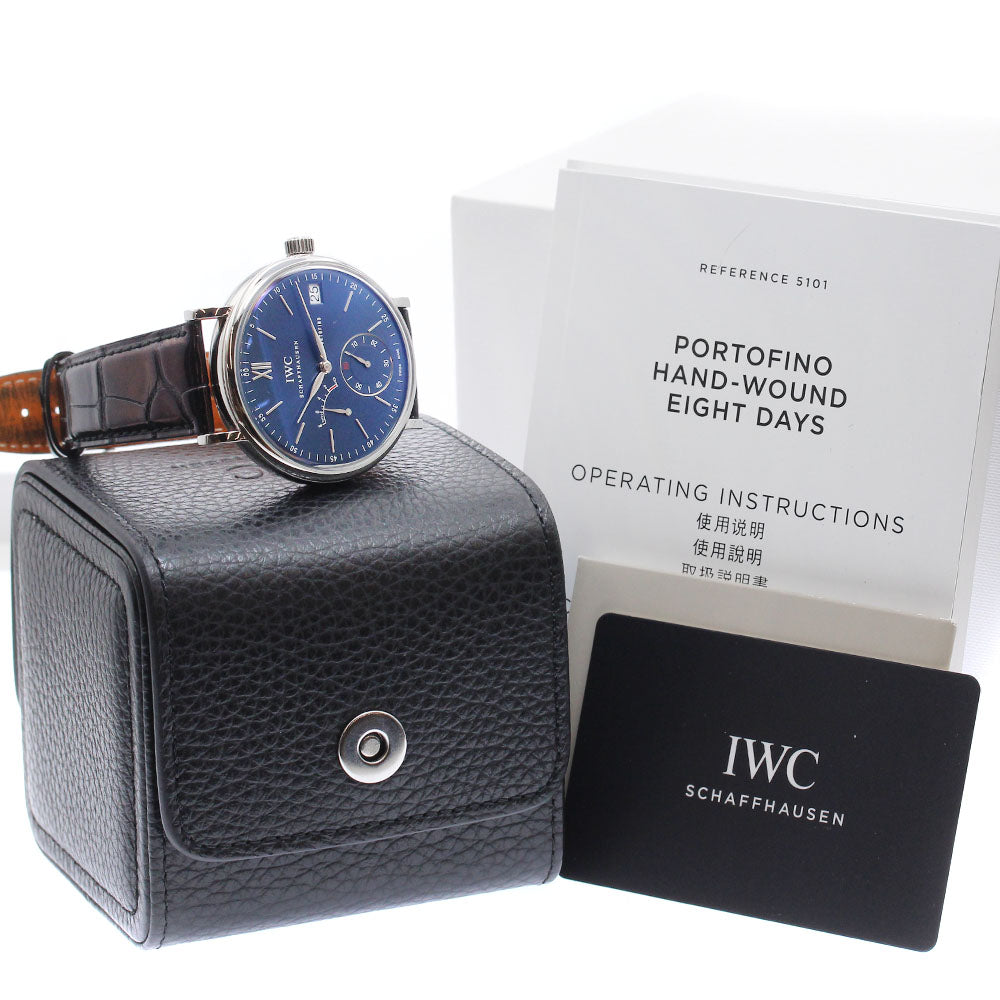 IWC SCHAFFHAUSEN Portofino Handwind 8 Days IW510106 Date Navy Dial Hand Winding Men's Watch_910118