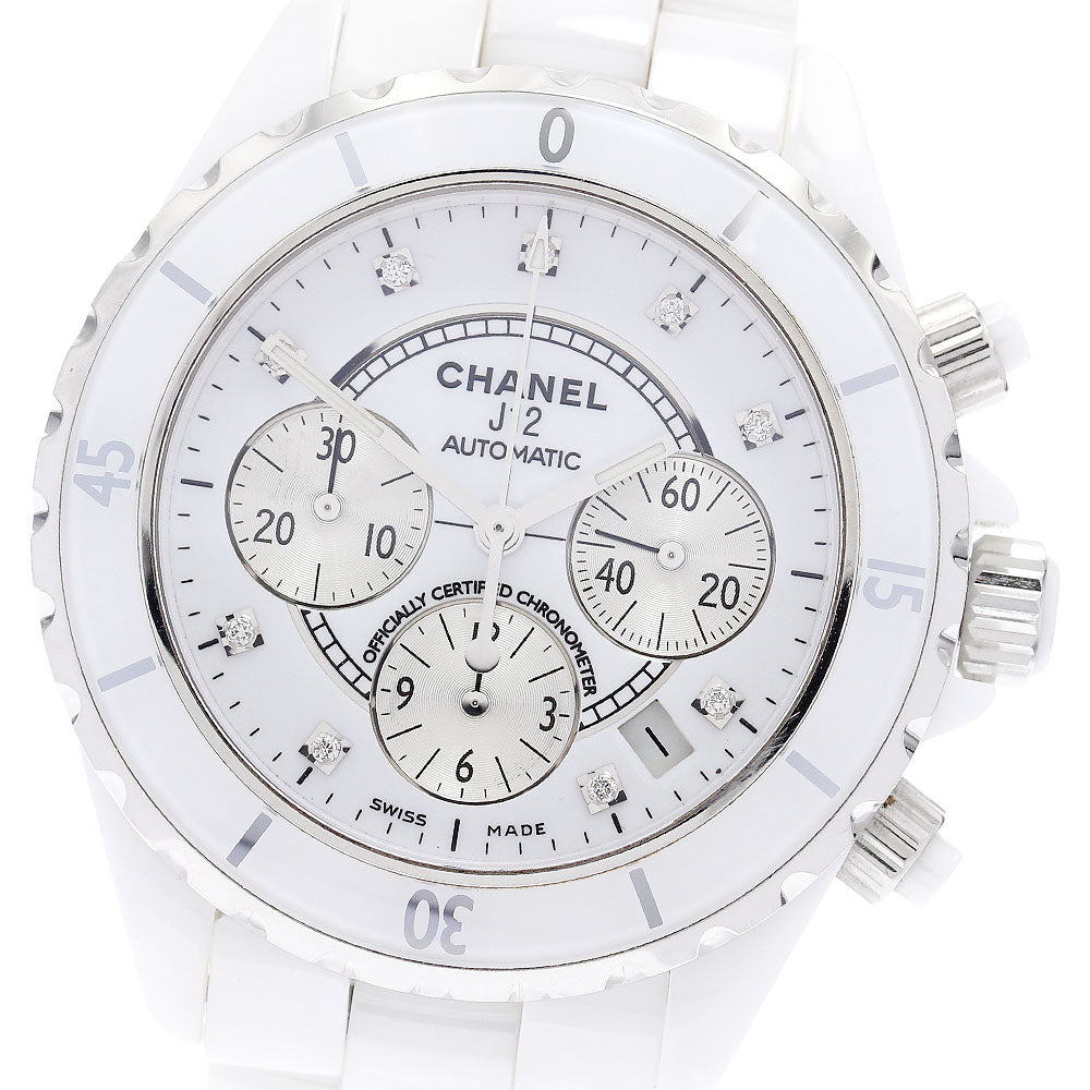 CHANEL J12 white ceramic H2009 9P diamond chronograph Automatic Men's_910158