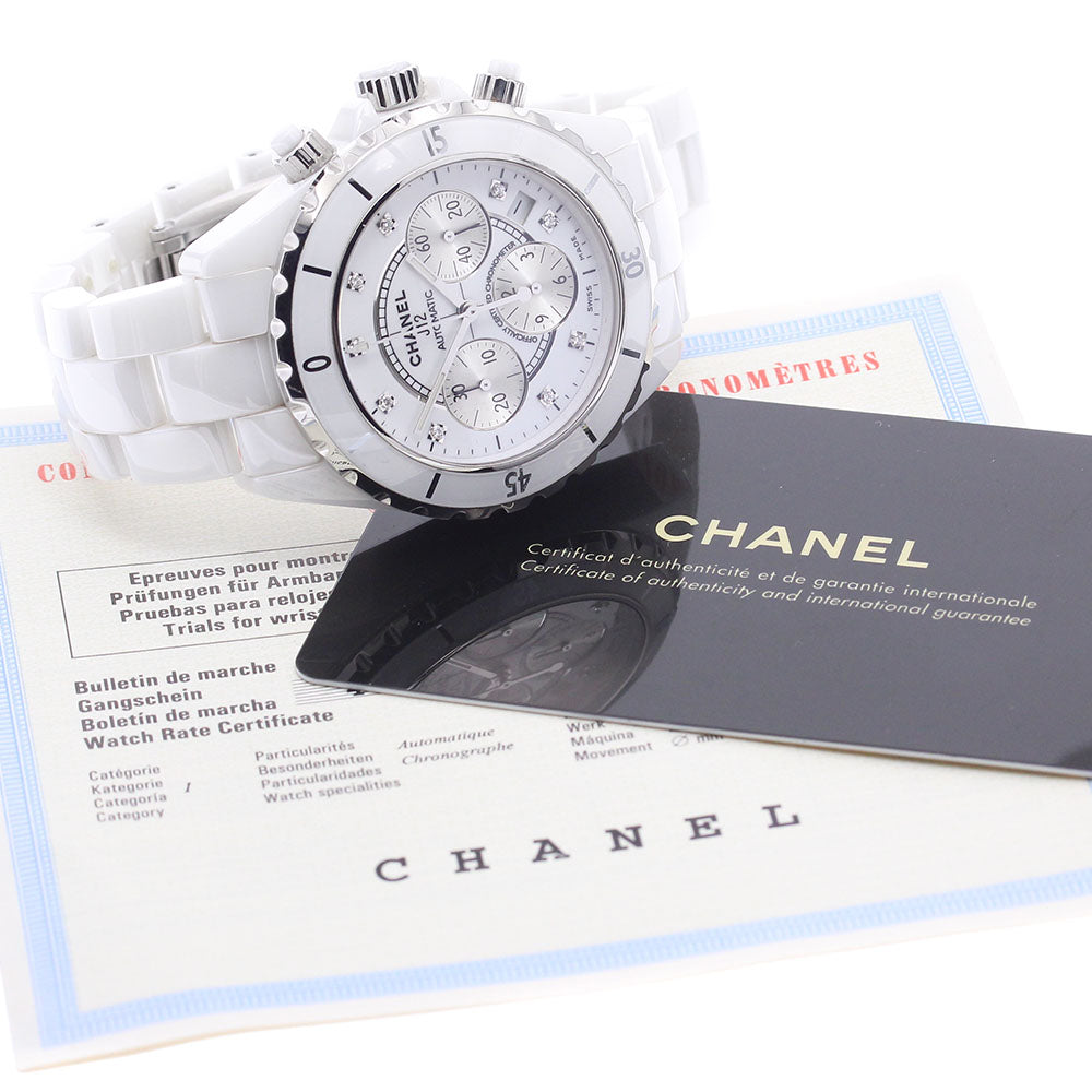 CHANEL J12 white ceramic H2009 9P diamond chronograph Automatic Men's_910158