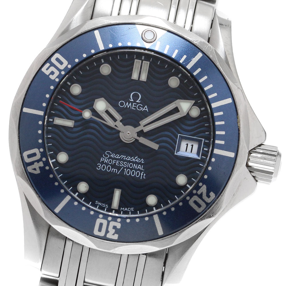 OMEGA Seamaster300 2583.80 Date Navy Dial Quartz Ladies Watch_910233